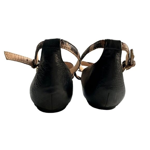 NINE WEST Animal Print Cross-Cross Ankle Strap Flat Sandals Women’s Size 7M EUC - Picture 4 of 6